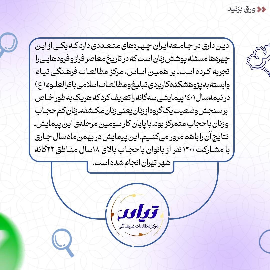 نتایج پیمایش نگرشها و کنشهای اجتماعی – سیاسی بانوان با حجاب شهر تهران نتایج پیمایش نگرشها و کنشهای اجتماعی – سیاسی بانوان با حجاب شهر تهران